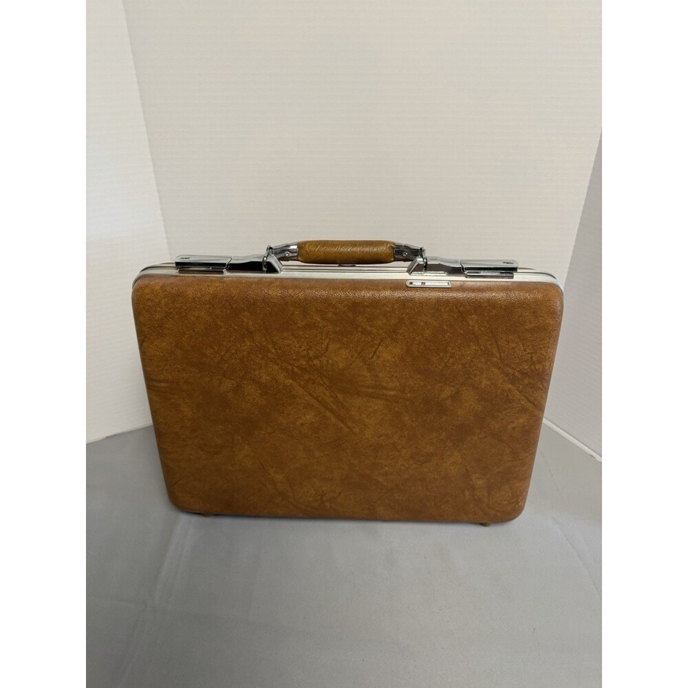 Vintage Polara American Tourister Marble Brown Briefcase Attache With Keys!!